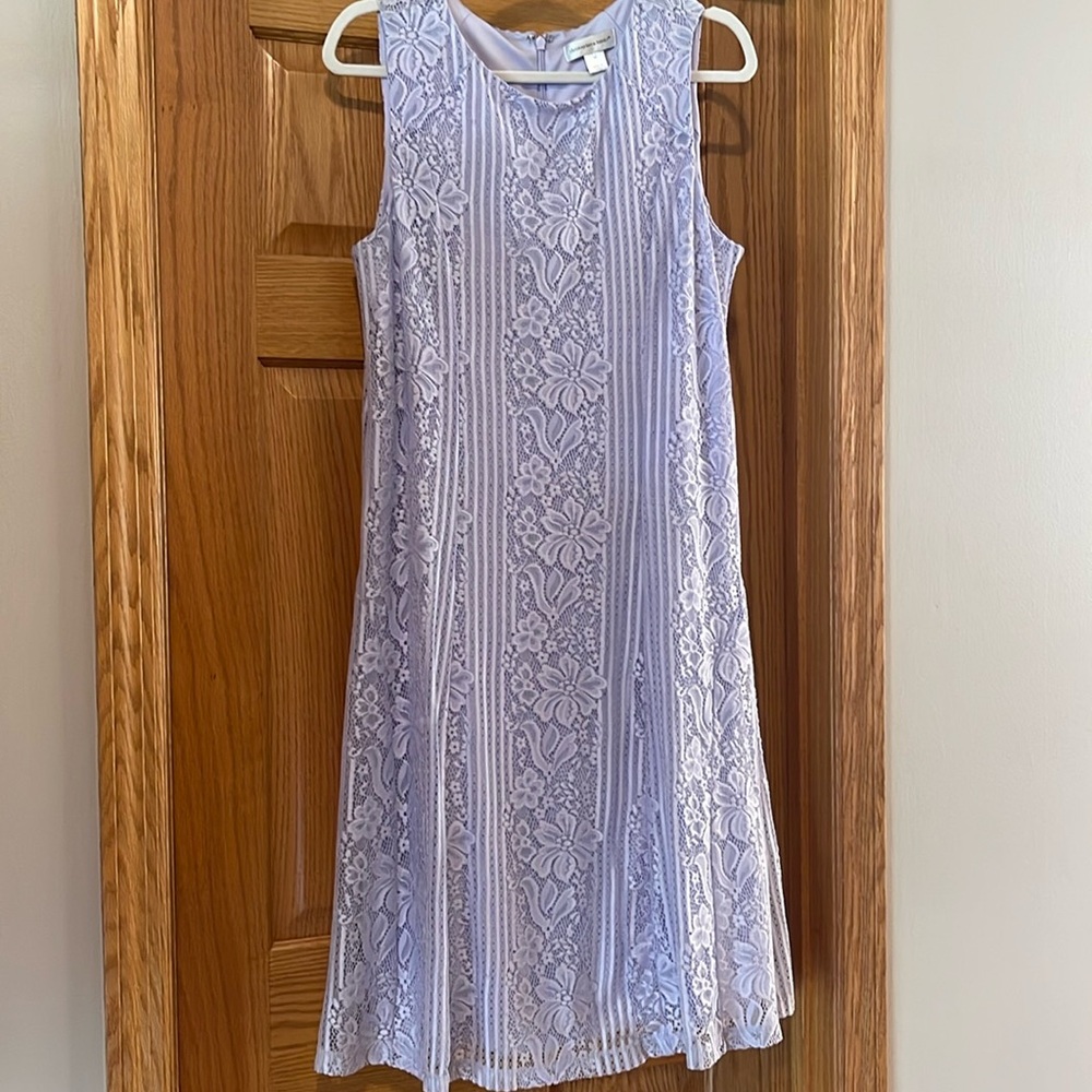 Christopher & Banks Lavender Sleeveless Floral Lace A-Line Midi Dress Size M
